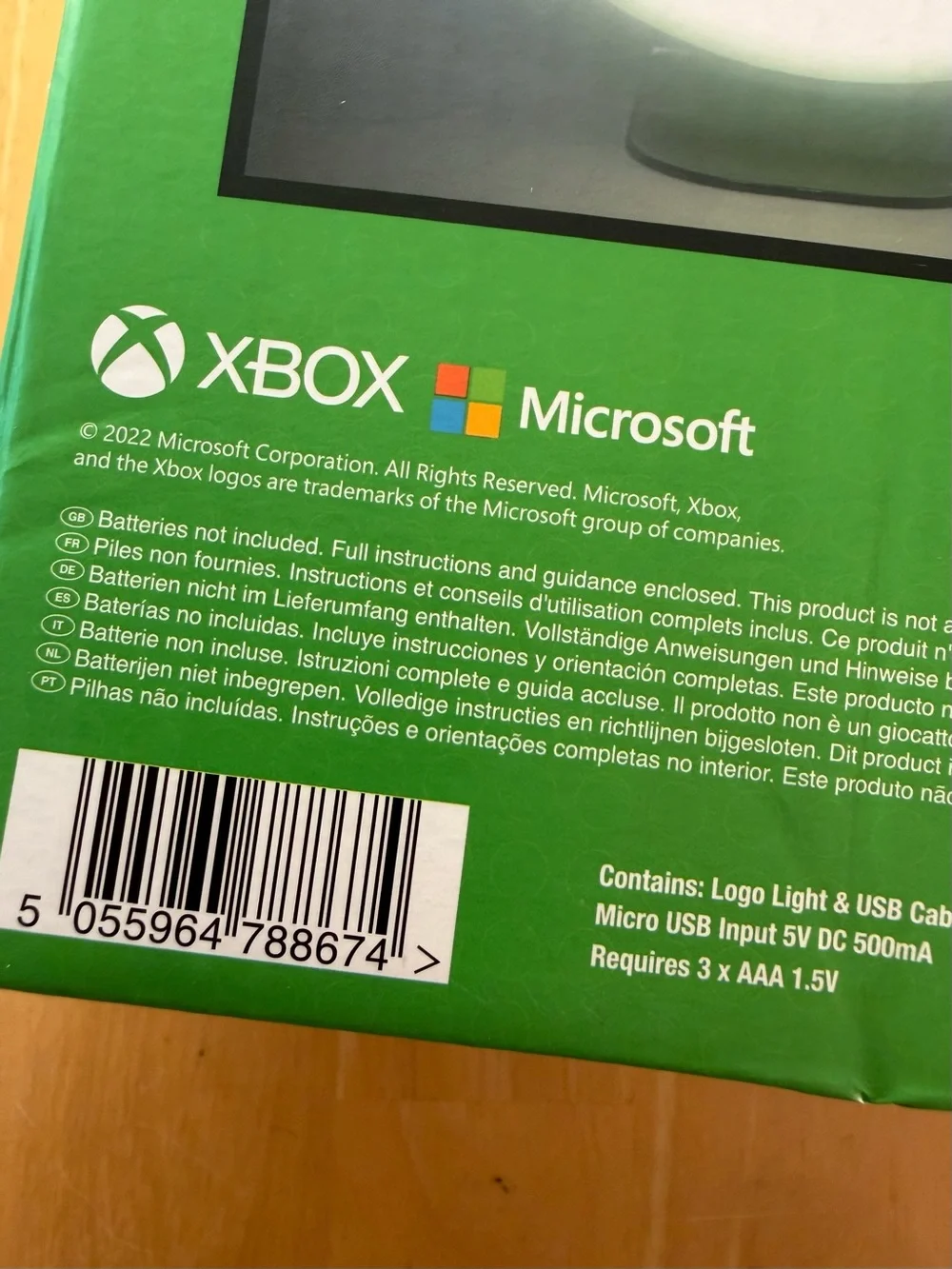 X-Box Logo Light - White and Green LED Gaming Lamp, lightweight, battery powered